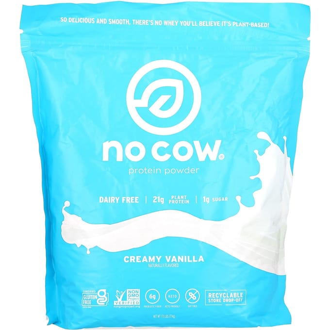 No Cow, Poudre de Protéines, Vanille Crémeuse, 1,7 lb (774 g)