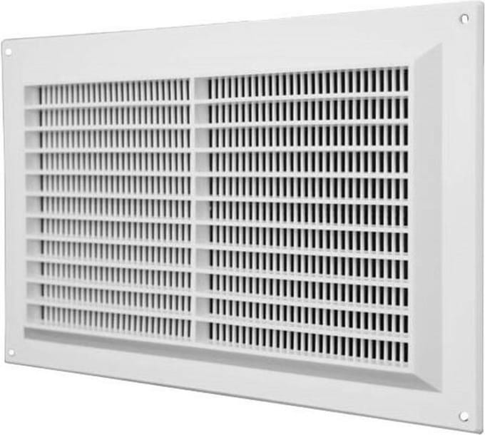 Ventilatierooster rechthoekig met grill 250x170 wit - VR2517
