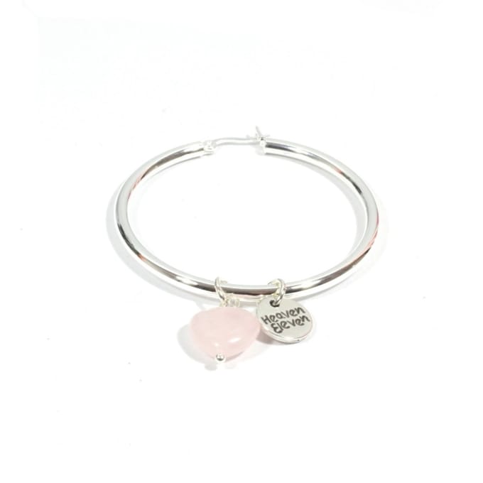 Heaven Eleven - oorbel - 925 zilver rozequartz hart