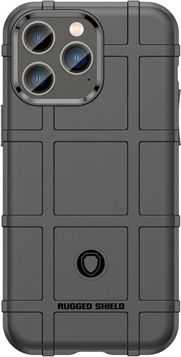 MobyDefend Hoesje - Geschikt voor iPhone 14 Pro Max - Rugged Shield TPU Backcover - Zwart