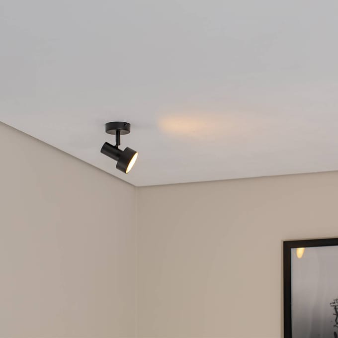 SIGMA Plafondspot Mona, 1-lamp, zwart, beweegbaar, staal