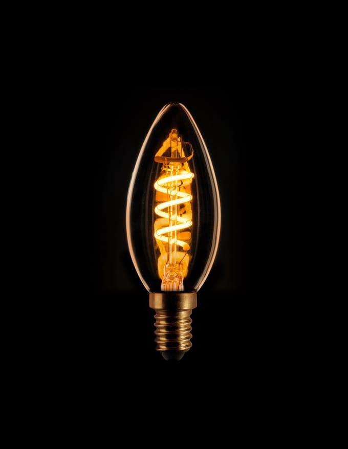 ETH Led spiraal filament kaars E14 3w 3 stappen dimbaar goud 2200k 225Lm