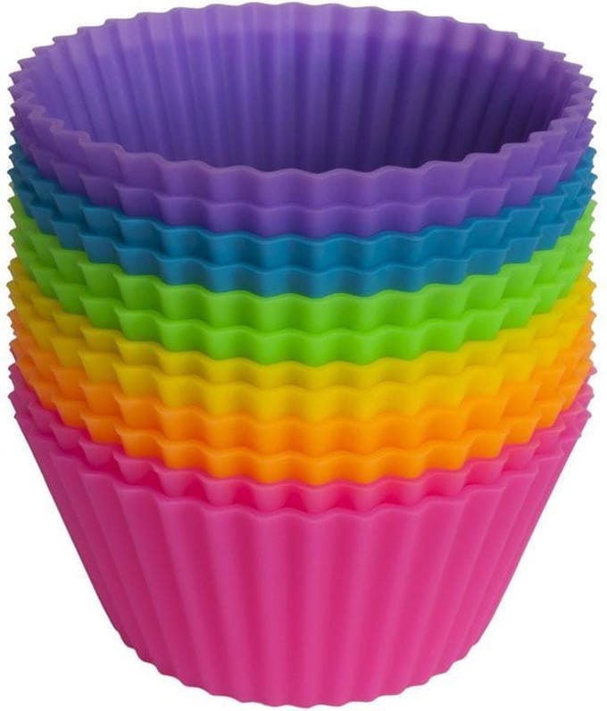 Siliconen mini muffin/cupcake vormpjes | 7cm | 12 stuks | multicolour