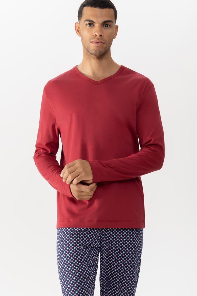 mey Herren T-Shirt Met Lange Mouwen Serie Solid Night