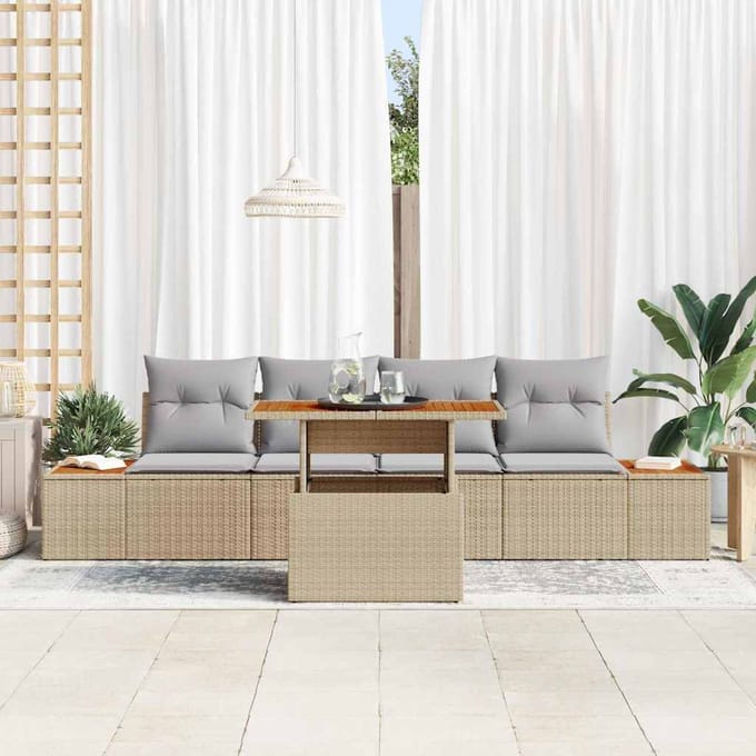 vidaXL - Tuinbank - Set - 5 - st - Beige - poly - rattan