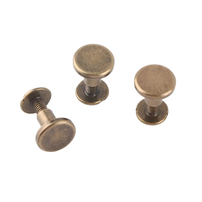 20 pièces Vis à tête plate Cuivre Laiton Écrous Clous Rivets Accessoire Capuchon Cuir (8 mm) gray