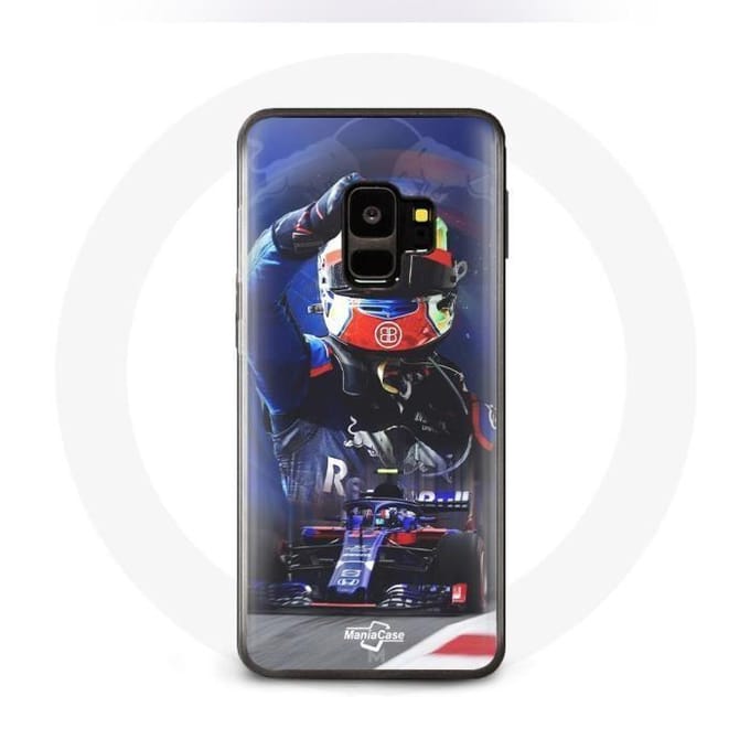 Coque pour Samsung Galaxy S9 Formule 1 Pierre Gasly Pilote automobile F1 Rouge Bleu