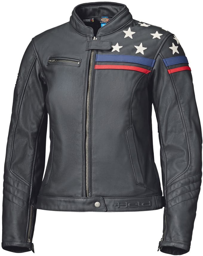 Held Midway Dames Zwart Wit Leren Motorjas - Jas