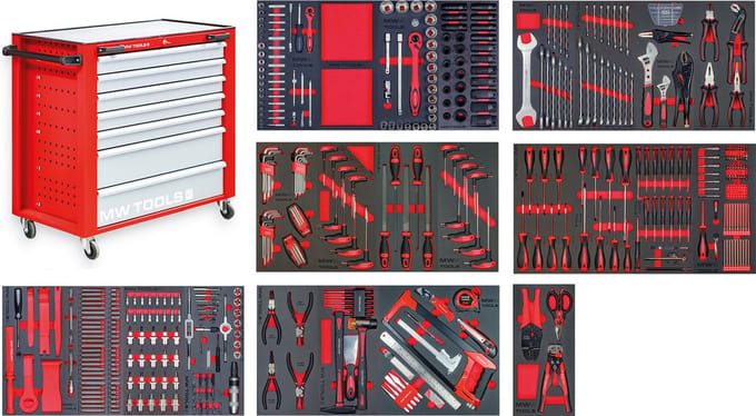 Gevulde PRACO gereedschapswagen XL 514-delig MW Tools MWE512G2P