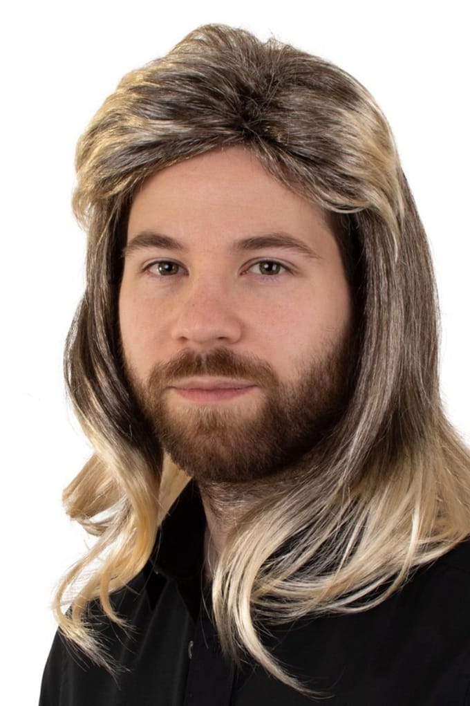 Pruik Johny blond gemeleerd