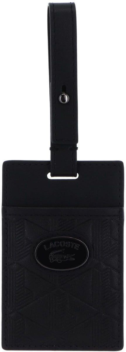 LACOSTE Leren bagagelabel reisaccessoires Nomogramme Name Tag Noir zwart