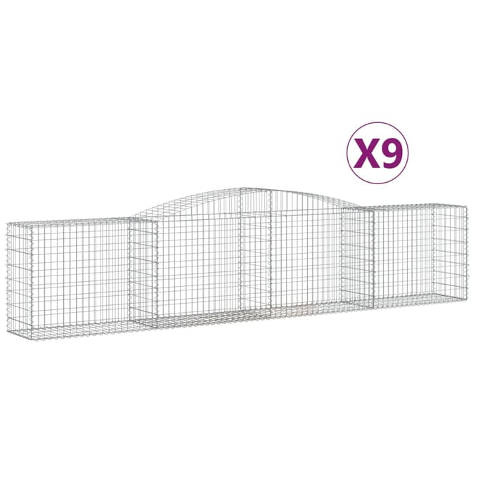 vidaXL - Schanskorven - 9 - st - gewelfd - 400x50x80/100 - cm - gegalvaniseerd - ijzer