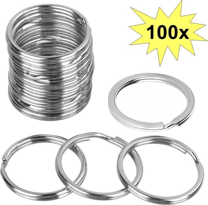 Fako Bijoux - Sleutelring - 30mm - Sleutelringen - Sleutelhanger Ringen - RVS Ring - Staal - Plat - Zilver - 100 Stuks
