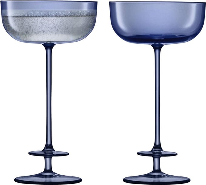 L.S.A. - Champagne Theatre Champagne Glas 210 ml Set van 2 Stuks - Glas - Blauw
