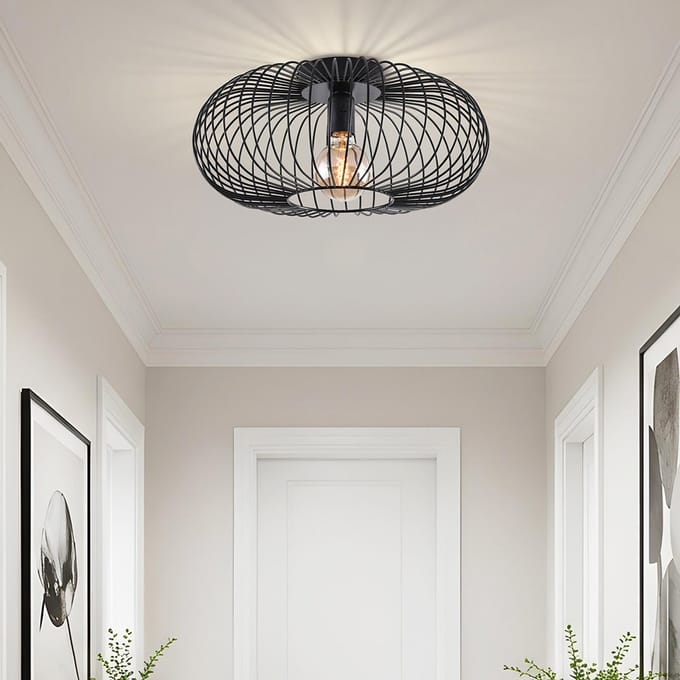 Plafondlamp van zwart metaal, 1-lichts - Metal