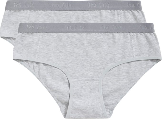 Ten Cate Basics organic cotton stretch hipster grey melange 2 pack voor Meisjes | Maat 122/128
