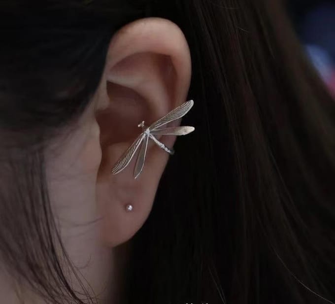 1 Stuks Oorclip Libelle niche uniek ontwerp lichte luxe oorclip veelzijdige oorbellen black