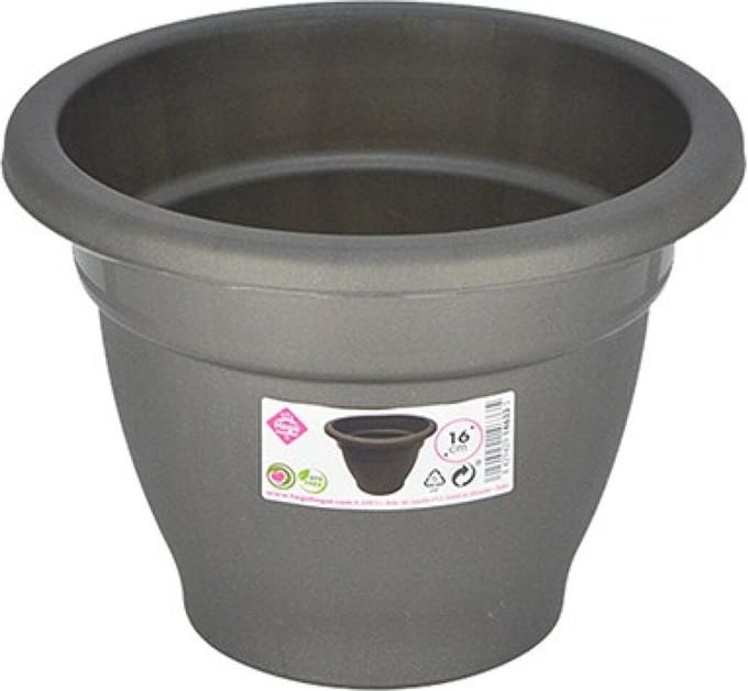 Hega Hogar Plantenpot/bloempot - grijs - 16 cm - kunststof