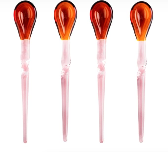 Broste Copenhagen Teaspoon set Glas Swirly set 4 Pink / Brown