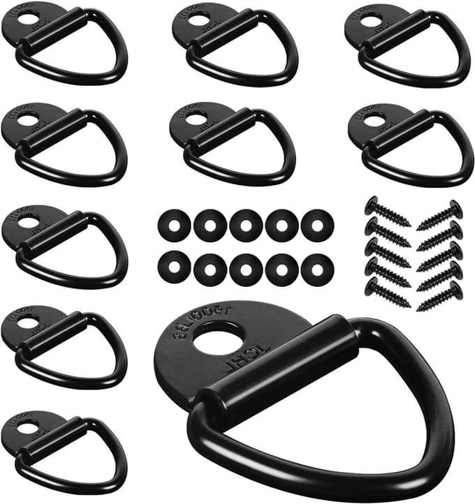 Cargo Tie-Down Ankers - V-Ring Bouten - Vracht Beveiligen - Stalen Constructie - 2 inch Diameter - Zwart