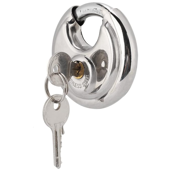 Cadenas à clé rond en acier inoxydable pour extérieur, entrepôt, clôtures, serrures de placard white