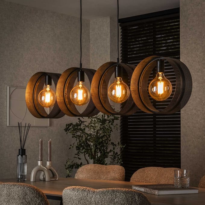Hanglamp Fons 4-lichts ringen metaal zwart