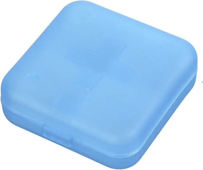 Cabantis Mini Pillendoosje 4 Vakjes - Mini-Pillen Organizer - Mini-Medicijn Doosje - 6x6x2cm - Blauw