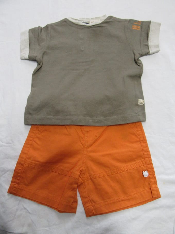Noukie's - Ensemble - Jongens - Kaki /oranje - 1 jaar 80