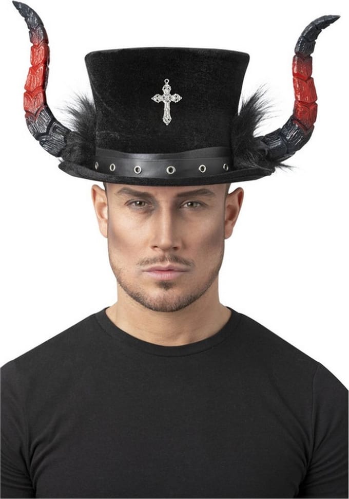 Smiffys - Deluxe Devil Kostuum Hoed - Zwart/Rood