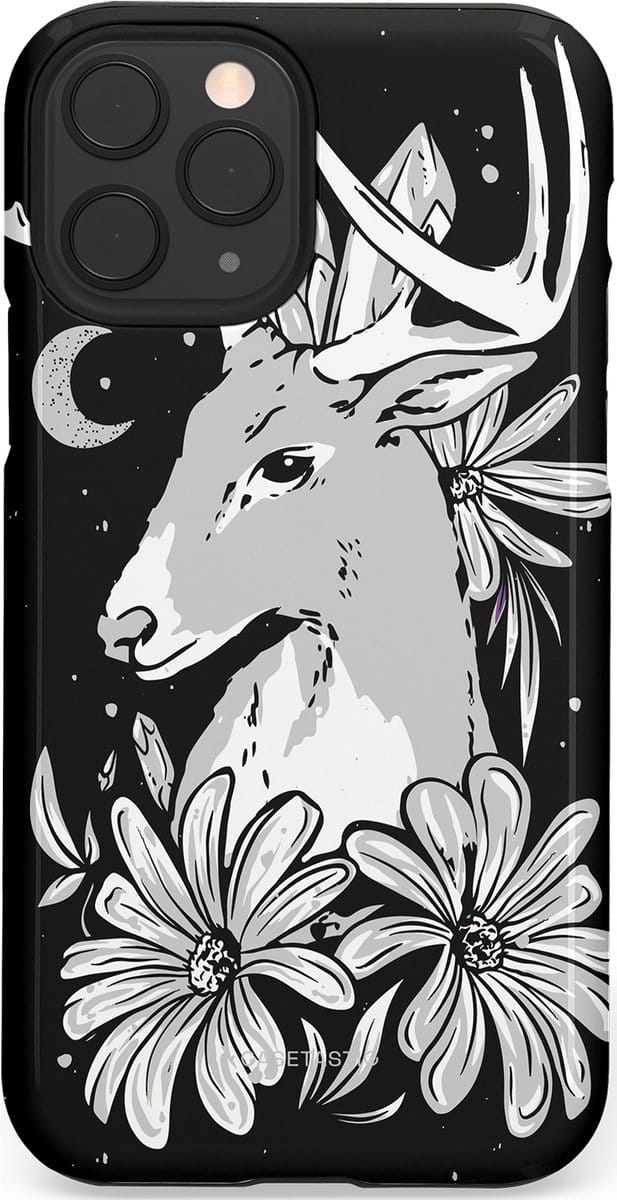 Casetastic hoesje geschikt voor Apple iPhone 11 Pro - Dubbellaagse bescherming - Lunagewei - Fashion Case - Zwart Lichtgrijs Wit