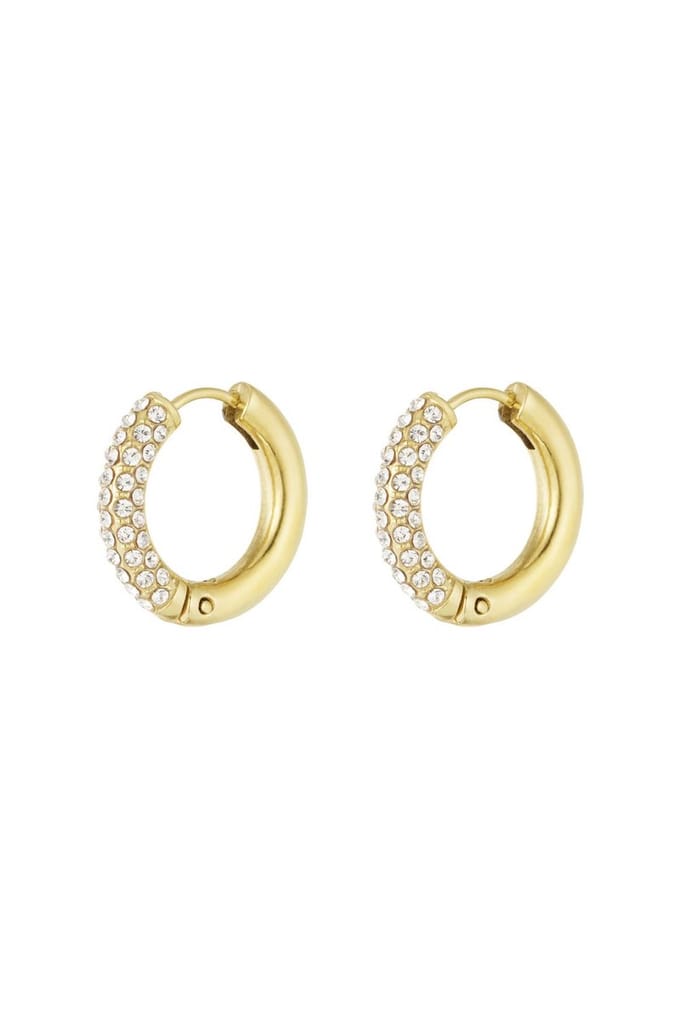 Bijoutheek Oorringen Strass Steentjes Crystal Goud