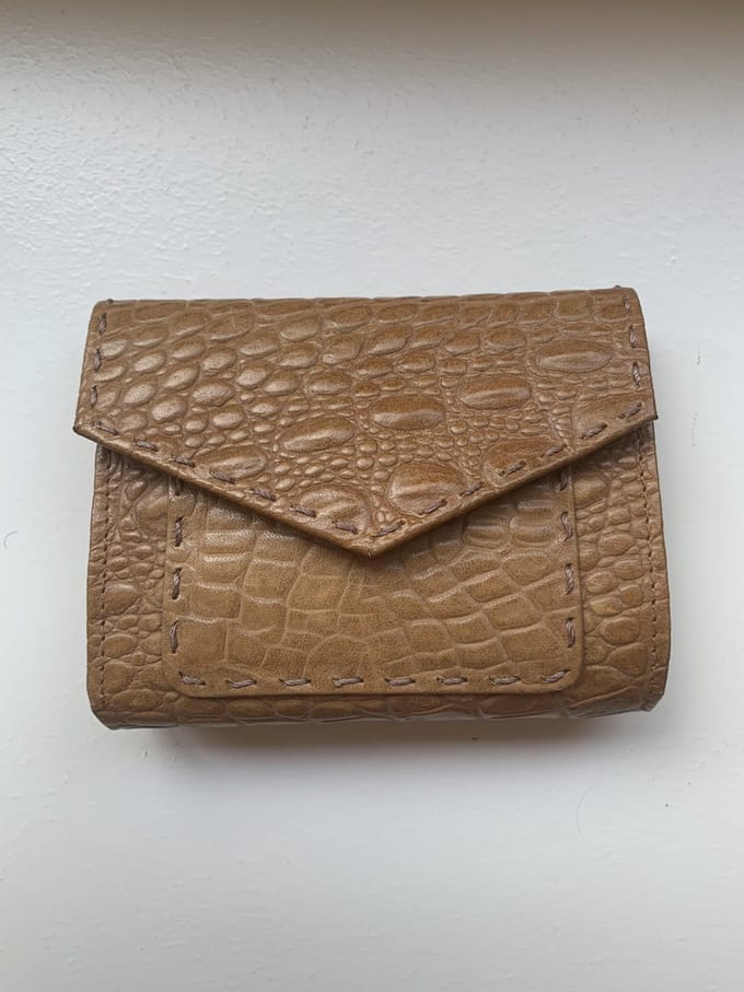 Hidesign lederen dames portemonnee 'Celia' naturel cognac