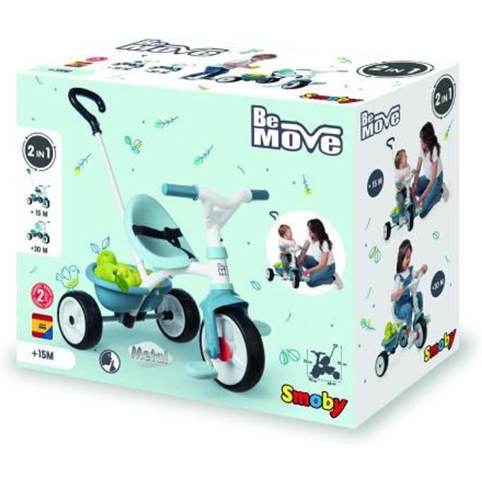 Smoby Be Move Blauw - Driewieler met duwstang