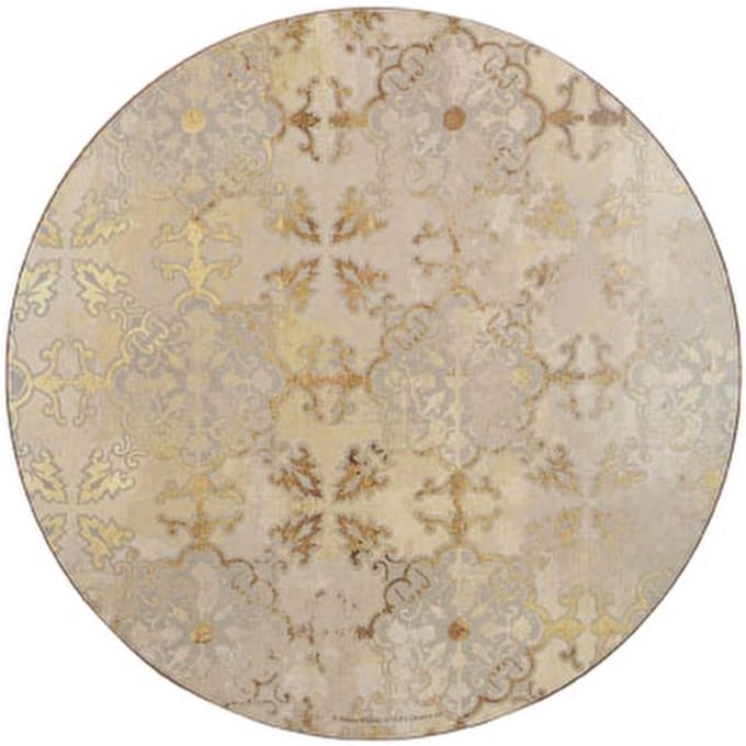 Candala Placemats met kurk achterkant, bedrukt, rond, goud/grijs, Placemats