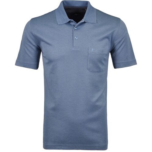 Ragman Polo Softknit Fine Jacquard Pattern Blauw / male