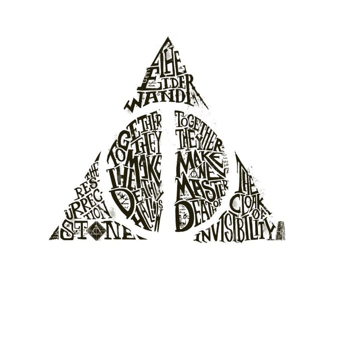 Harry Potter Deathly Hallows Text t-shirt - Wit - S
