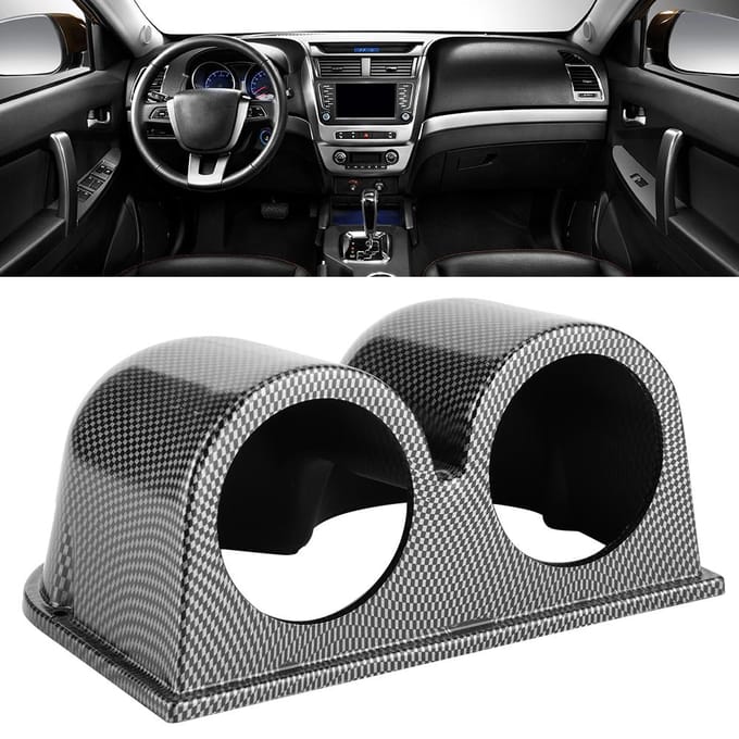 52mm 2-Gats Meterhouder Universeel Koolstofvezel Stijl Auto Dashboard Meter Pod black