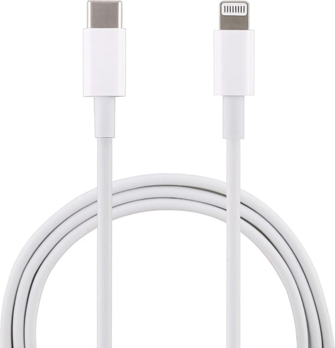 8-Pin naar USB-C oplader kabel - 1 Meter - 20W 2A - geschikt voor iPhone en iPad - wit