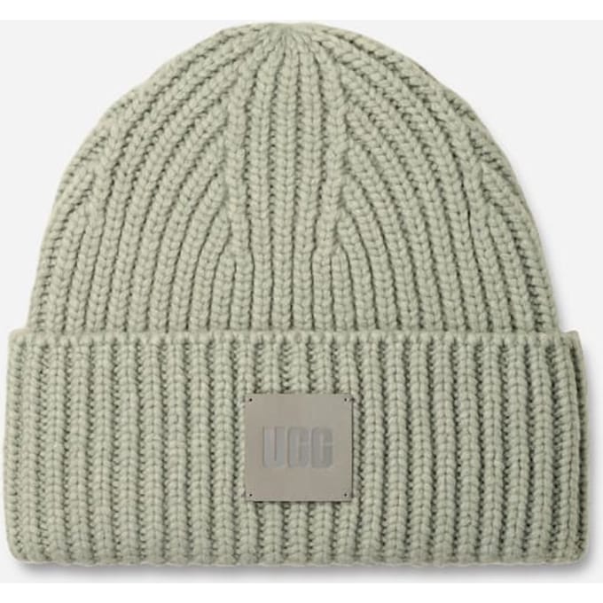 UGG® Chunky Rib Beanie for Women, Size OS, Acrylic Blend/Leather/Wool