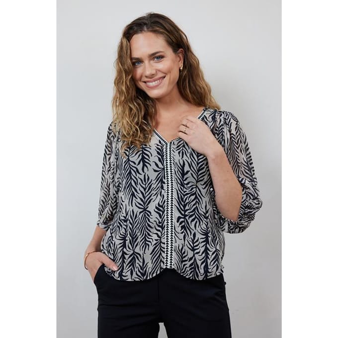 Blouse Sunset Sand Palm leaves print