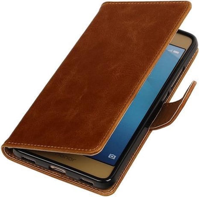 Bruin Pull-Up PU booktype wallet hoesje voor Huawei Honor 5c
