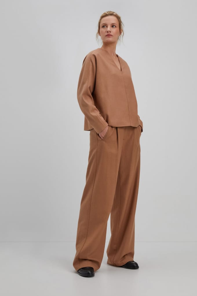 Josephine & Co Stella Top Caramel Melange Maat: 38 | Blouses Outlet | Dames | Bruin
