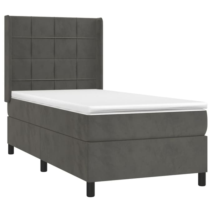 vidaXL - Boxspring - met - matras - fluweel - donkergrijs - 80x200 - cm