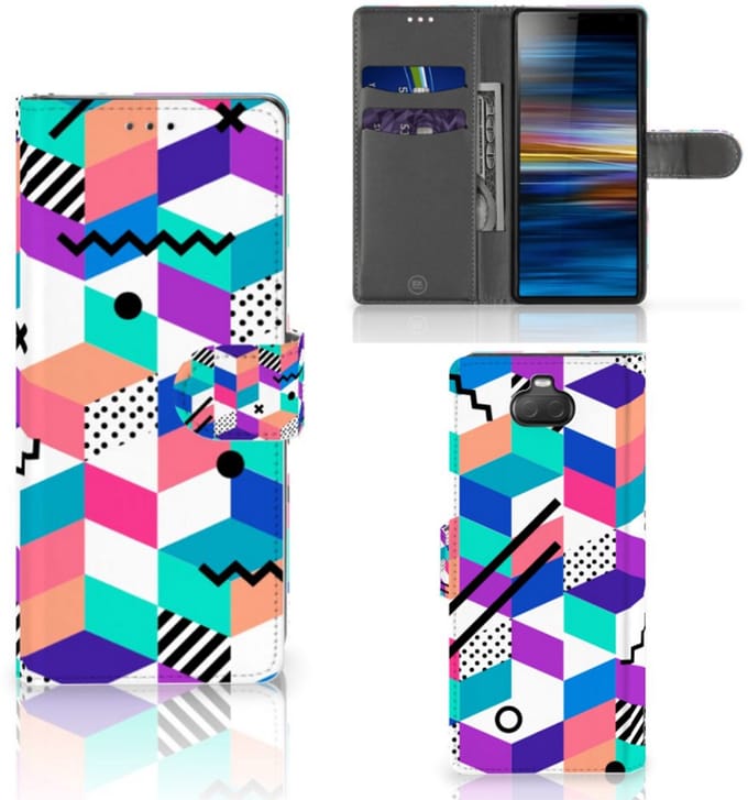 Sony Xperia 10 Book Case Blokken Kleurrijk