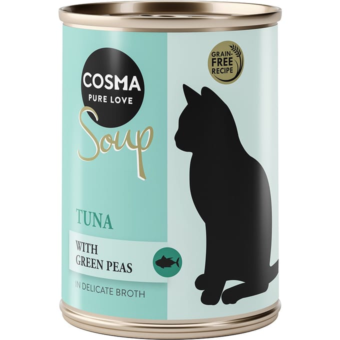 12x100g Soup Tonijn met Groene Erwten Cosma Kattenvoer