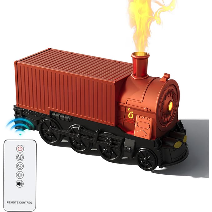 Diffuseur d'huiles essentielles vintage en forme de train avec télécommande pour la maison, 300 ml, grande ouverture orange