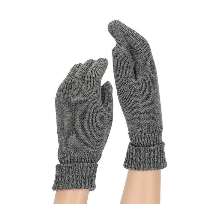 Sarlini - Handschoenen Jongens - Ribbed - Effen - Midden Grijs- 8 t/m 12 jaar