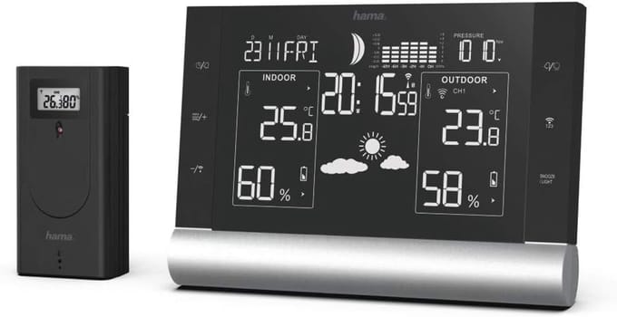 Met Buitensensor - Weerstation Binnen en Buiten - Weermeter Draadloos - Temperatuurmeting