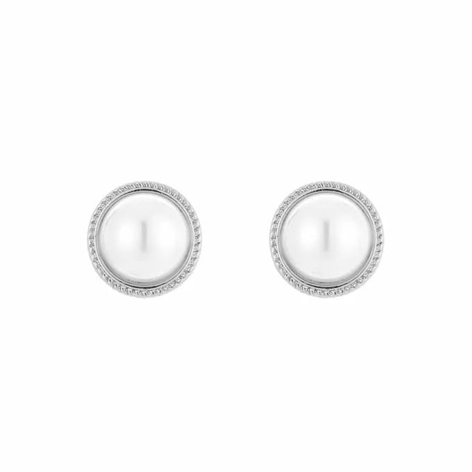 Bijoutheek Oorclips Ronde Parel Zilver
