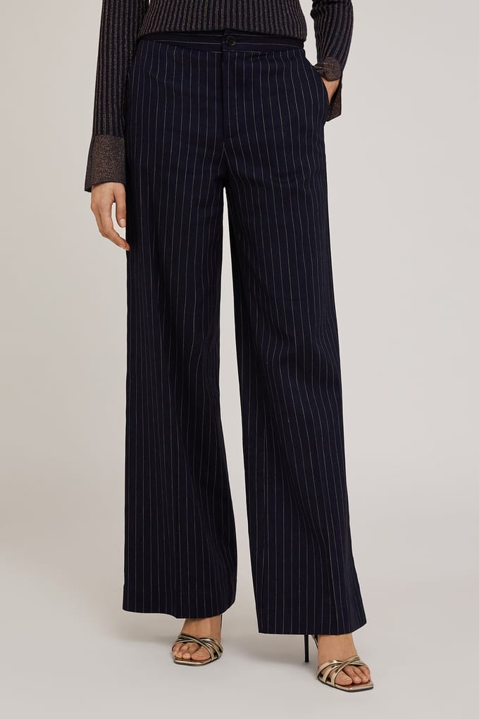 Motivi Chequered Pattern Palazzo Trousers Blue Größe: 38 | Stoffhosen Outlet | Damen | Blau